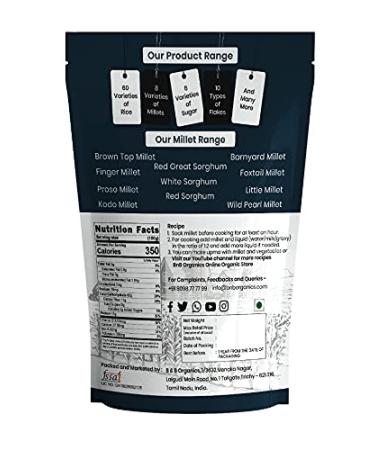 B&B Organics Pearl Millet (Bajra/Kambu) - 500g | Indian Millet, Gluten Free, Whole Grain | USDA Certified - Buy Online on GoSupps.com
