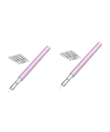 Ipetboom 2 Sets Colored Pen Girls Nail Kit Accessories for Girls Manicure DIY Pens Acrylic Painting Tools Nail Kit for Girls Nail Manicure Kit Pen Kits Line Pen Metal Pink Painted