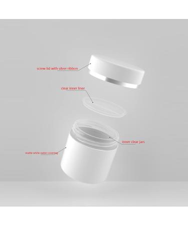 Buy Zeoabsy 6-Piece 50ml Double-Walled Plastic Cream Can Set - White Screw Cover with Silver Edge - Ideal for Gels Creams and Cosmetics - International Shipping Available - Buy Online on GoSupps.com