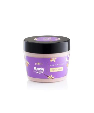 Plum Vanilla Body Butter for Dry Skin With Shea Butter & Sunflower Oil Deep Moisturizing Body Cream Lotion with Brazilian Seed Oil & Vitamin E Non Sticky & Mineral Oil Free 7.05 Oz