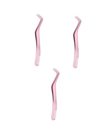 FRCOLOR 3pcs Eyelash Tweezers with Comb Lash Separator Tool Ergonomic Lash Tweezer Lash Applicator Makeup Mascara M Lash Tweezers Stainless Steel Major Auxiliary