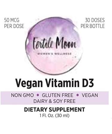 Vegan Liquid Vitamin D3 2000IU by Fertile Moon - Plant-Based, Non-GMO, Gluten-Free, 30 Doses - Buy Online on GoSupps.com