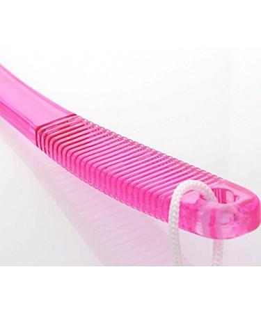 Pink Bath Brush - Transparent Light Pink Sauna Brush with Long Handle | Durable Plastic Shower Tool for Exfoliation - Buy Online on GoSupps.com