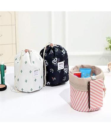 Xiangate Barrel Shaped Cosmetic Bag for Travel | Stylish White Flamingo Make-up & Brush Storage | Hangable Cultural Bags with Cord - Buy Online on GoSupps.com