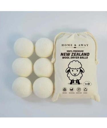 100% Wool Dryer Balls 6-Pack Reusable Natural Fabric Softener Reduces Clothing Wrinkles Dries Clothes Faster Eco-Friendly