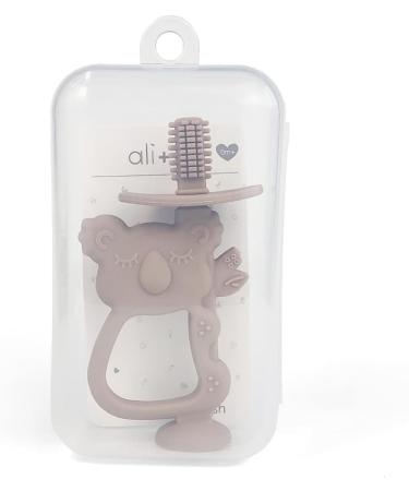 Ali+Oli Taupe Baby Toothbrush - Soft Silicone Toddler Teeth Cleaning | 6-18 Months | Cute Animal Design | Baby Oral Care Gift for Boys & Girls - Buy Online on GoSupps.com