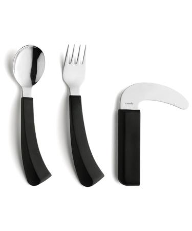 Fabacare senior cutlery knife fork spoon especially for left-handed ergonomic eating set special cutlery arthritis cutlery curved for limited hand motor skills spoon fork knife-left