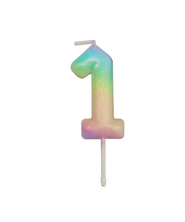 2.76" Large Birthday Candles 1st One Year Cake Baby Roman Cool Number Candle No 1 9 18 21 30 40 50 60 70 Cake Topper Numeral Candle Party Wedding Anniversary Decorations (Rainbow1)