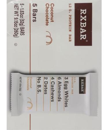 RXBAR Protein Bars - Gluten-Free Coconut Chocolate 12g Protein 9.15oz Box (5 Bars) - Pack of 2 - International Shipping Available - Buy Online on GoSupps.com