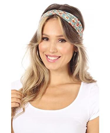SWEETKIE Twist Front Headbands - Stylish Head Wraps for Yoga, Workouts & Everyday Wear - Fashion Accessory for Women, Girls & Teens - 4 Floral Patterns - Buy Online on GoSupps.com