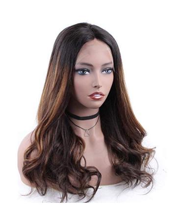 Ombre Lace Front Human Hair Wigs for Black Women - Wavy Brazilian Virgin Hair 18 Inch Long Body Wave Wig with Baby Hair - Buy Online on GoSupps.com