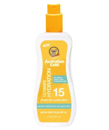 Australian Gold SPF 15 Spray Gel 8oz (235ml) - Moisture Max Formula (3 Pack) - Buy Online on GoSupps.com