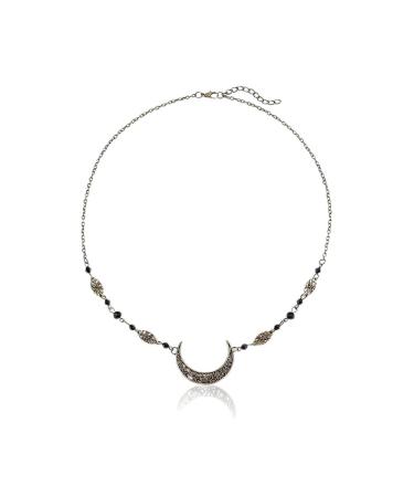 Azwood Boho Head Chain Gold Bridal Headpiece Black Pearl Headband Elves Headpiece Moon Chain Hair Chain Jewelry Festival Hair Accessories for Women and Girls