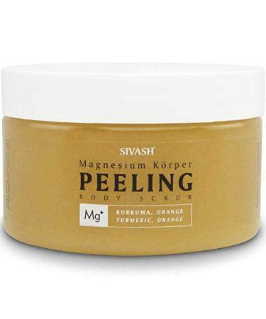 Sivash magnesium body peeling body scrub with turmeric orange hyaluronic acid 250ml - fine peeling with magnesium chloride crystals for more beautiful skin and relaxed muscles
