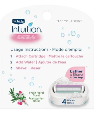 Schick Intuition Lather & Shave - Sweet Water Lily Women's Razor Blade Refills - 12 Cartridges - International Shipping Available - Buy Online on GoSupps.com
