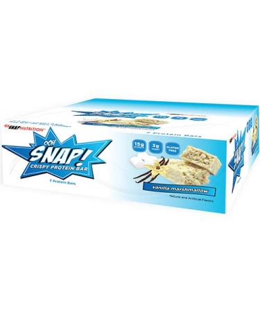 Ooh Snap Nutrition Gluten Free Crispy Protein Bar (Bulk 28 Bars) - Healthy Low Sugar Snack - Vanilla Marshmallow Flavor – 4 Count Box Vanilla Marshmallow 28 Count (Pack of 1)