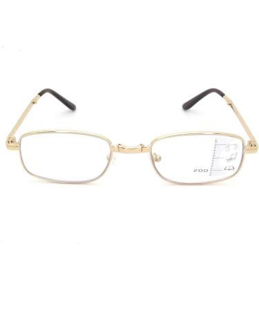 Buy Anti Blue Light Multifocal Progressive Folding Reading Glasses - 2 Pairs for Men & Women - Gold Metal - 3.0x - Buy Online on GoSupps.com