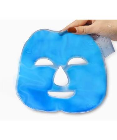Ice Face Mask Reusable Cold Hot Compress Gel Ice Facial Mask with Gel Beads Face SPA for Woman Sleeping Reduce Eye Puffiness Face Puffiness Sleeping Travel (Blue)