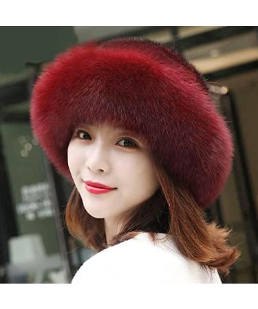 Womens Winter Fur Hat - Adjustable Elastic Soft Fluffy Trimmed Warm Knitted Beanie in Black - Buy Online on GoSupps.com