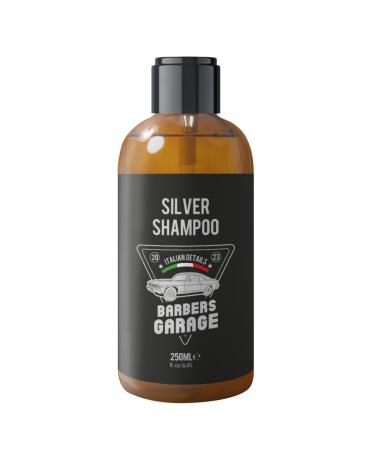 Barbers Garage Exclusive Silver Shampoo (250ml) – Italian Details – Beard and Hair Care with Aloe Vera – Eliminates Yellow and Orange Tones.