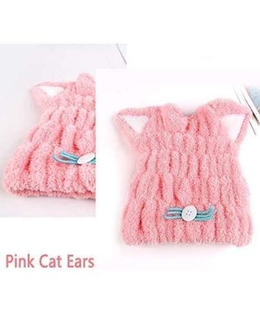 Kids Microfiber Hair Towel Wrap with Cute Ears Cap - Quick Drying & Absorbent | Blue & Pink - Buy Online on GoSupps.com