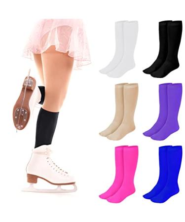 SATINIOR 6 Pairs Ice Skating Socks Solid Color Skating Socks Light Opaque Knee Skating Socks for Women Girl Multi Color - Buy Online on GoSupps.com