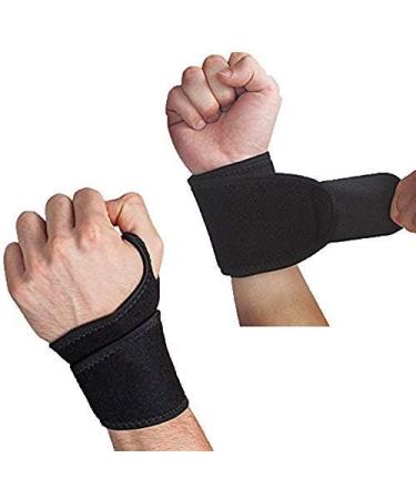 Adjustable Wrist Brace & Wraps Support 2 Pack for Carpal Tunnel Sports & Weightlifting - Black Fits All Hands - Buy Online on GoSupps.com