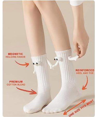LAUPVXA Holding Hands Couple Socks - Magnetic 3D Doll Design - Unisex Mid Tube Funny Black Socks - Buy Online on GoSupps.com