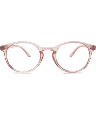 Koosufa Anti Blue Light Reading Glasses - Stylish Spring Hinge Design for Men & Women | Round Anti-Fatigue Glasses | Available in Multiple Strengths (1.0 - 4.0) | Transparent Pink 2.25x - Buy Online on GoSupps.com