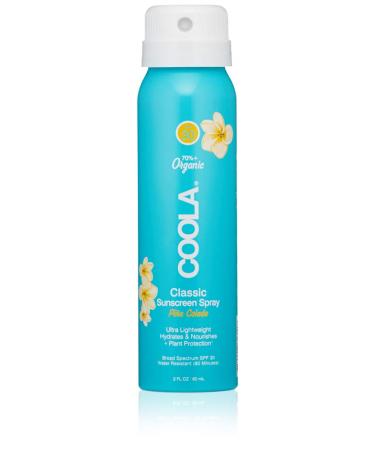 COOLA Organic Sunscreen SPF 30 Sunblock Spray, Dermatologist Tested Skin Care for Daily Protection, Vegan and Gluten Free, Pia Colada Spray (2 Oz)