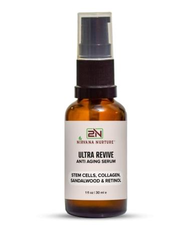 Ultra Revive Anti Aging Serum Reduce Wrinkles Fine Lines Tightening Skin Boost Skin Firmness Hydration Centella asiatica Stem Cells Collagen Sandalwood Bakuchiol Retinol