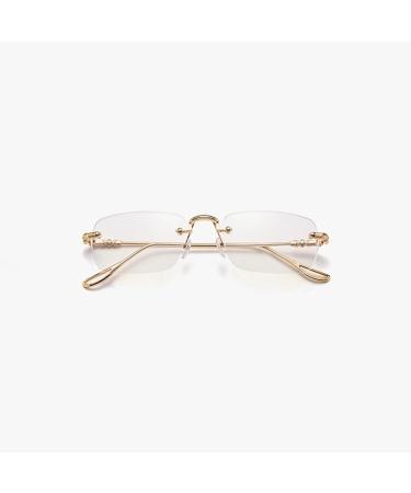 Phone Screen Eye Strain Relief Glasses Anti-blue Light Eyewear Blue Blocking Unisex Large Frame Clear View Strong Hinge Transparent Golden One Size - Buy Online on GoSupps.com