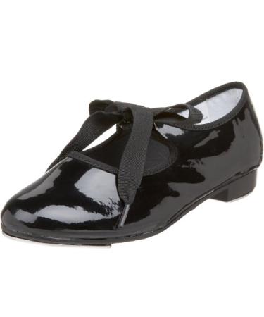 Dance Class Unisex-Child Beginner Tie Tap Shoes Little Kid (4-8 Years) 1 Little Kid Black