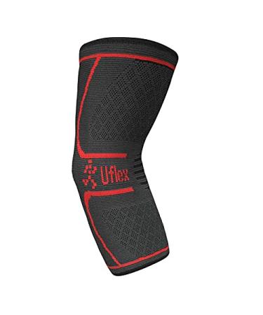 UFlex Elbow Compression Sleeve for Women & Men- Brace for Injury Recovery Tendonitis Tennis Elbow Bursitis Weightlifting Golf Basketball- Single Wrap Medium