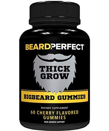 THICKGROW BIGBEARD Gummies - Get a Stronger Longer Thicker Beard - Beard Growth Formula for Men - with Biotin B12 and 10 Elite Beard-Building Vitamins and Nutrients - 60 Cherry Flavored Gummies 60 Count (Pack of 1)