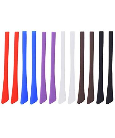 Aylifu Universal Glasses Temples 12 Pieces (6 Pairs) Silicone Covers for Glasses Temples Temple Ends Non-Slip - 6 Colors