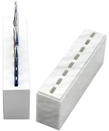 White Marble Slits Tweezers for Eyelash Extensions | Plastic Storage Holder | Professional Eyelash Tweezers Tool - Buy Online on GoSupps.com