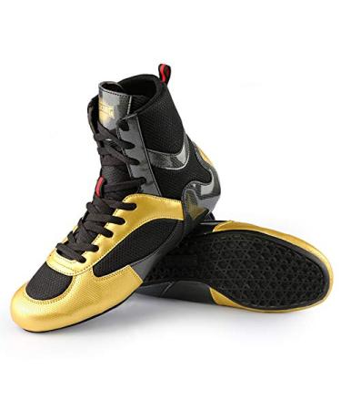 QIAO High Top Mens Wrestling Boxing Shoes Non-Slip Breathable Boxing Wrestling Training Shoes for Men Women Sport Athletic Casual Shoes 10 High-black