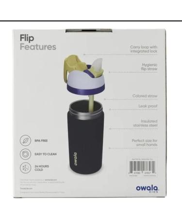 Owala Kids 14 Oz Water Bottle with Locking Carry Loop | Leak Proof Insulated Stainless Steel | Hygienic Flip Straw | Blue/Tan & Blue/Blue - Buy Online on GoSupps.com