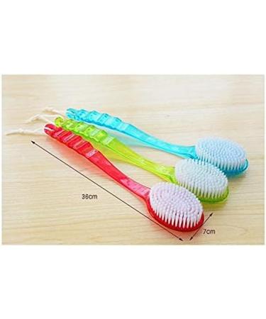 Pink Bath Brush Back Body Sponge Scrubber with Handle | Exfoliating Skin Massager for Shower | Bathroom Exfoliation Scrub - Buy Online on GoSupps.com