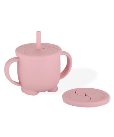 Kikonk Sippy Cups & Silicone Snack Cup for Toddlers & Open Cups 3-in-1  Cups for Toddlers Spill Proof  Training Cups with Lids  Adjustable Shoulder Strap  BPA Free(Pink)  1 Count (Pack of 1) (SC001)