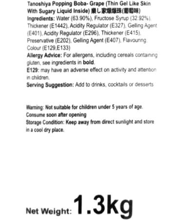 WaNaHong Popping Boba Pearl 1.3 KG Dessert Toppings - Grape Flavor for Prosecco and Cocktails - Buy Online on GoSupps.com