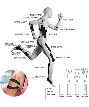RooRuns Elastic Kinesiology Tape - Hypoallergenic Waterproof K Tape for Sports & Weightlifting (2 Rolls) - International Shipping - Buy Online on GoSupps.com