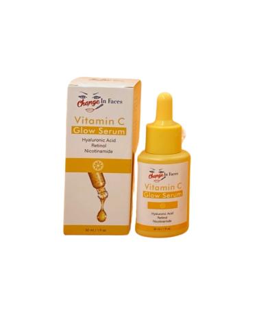 Change In Faces Vitamin C Glow Serum with Hyaluronic Acid Retinol Nicotinamide 1 fl oz