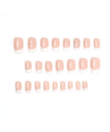 Foccna Square Press On Nails - Medium Pearl White Acrylic French Nail Set - 24 Glossy Artificial Nails for Women & Girls - Buy Online on GoSupps.com
