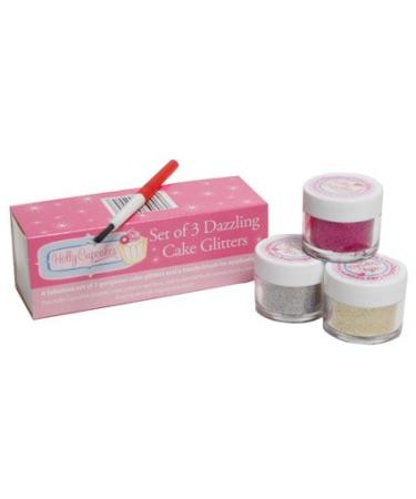 Holly Cupcakes Set of 3 Stunning Sparkly Decorating Glitters with Application Brush: Silver Gold and Pink - Buy Online on GoSupps.com