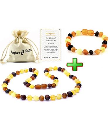 RAW Baltic Amber Necklace and Amber Bracelet - Natural Amber from Baltic Region  Genuine Amber (13in. and 5.5in.)