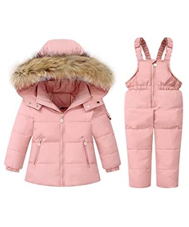 M2C Little Girls Winter 2-Piece Ski Snowsuit Set Puffer Jacket and Pants Pink 2T