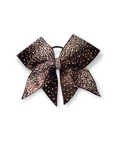 Rhinestone Cheer Bow Sparkly Bow Hair Ties Crystal Studded Jumbo Black Ponytail Holders Non-Floppy Black Cheer Bows for Cheerleaders Cheerleading Gifts for Girls