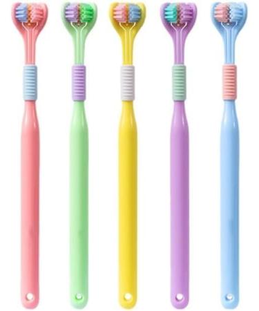 Random Color Three-Sided Soft Hair Toothbrush Toothbrush Medium Effective Wrap-Around Design to Teeth and Gums Manual Toothbrushes Suitable for Adults
